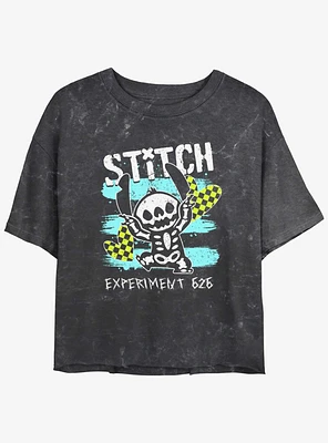 Disney Lilo & Stitch Emo Skelestitch Mineral Wash Girls Crop T-Shirt