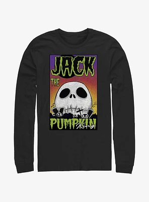 Disney The Nightmare Before Christmas Jack Pumpkin King Skull Poster Long-Sleeve T-Shirt