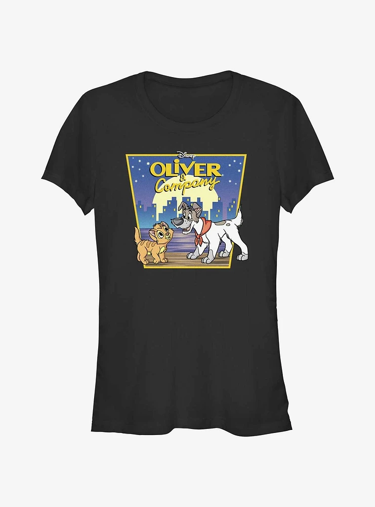 Disney Oliver & Company City Lights Poster Girls T-Shirt