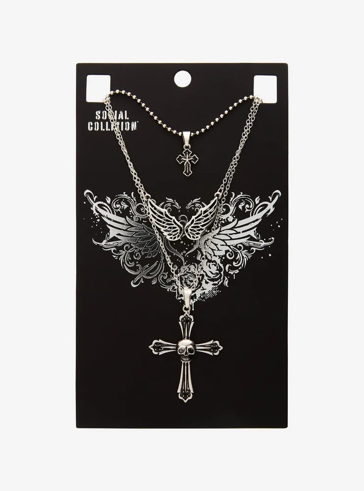 Y2K Gothic Pearl Cross Necklace