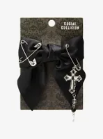 Social Collision Black Safety Pin Cross Hair Bow