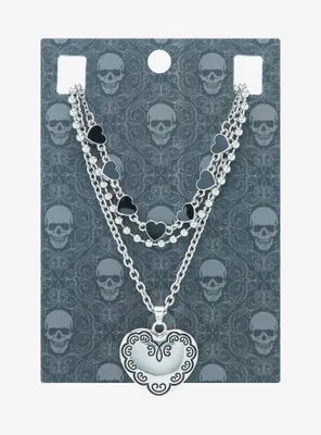 Heart Ball Chain Necklace Set