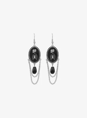 Social Collision Skeleton Cameo Chain Earrings