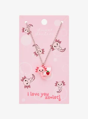 Sweet Society Axolotl Strawberry Milk Necklace