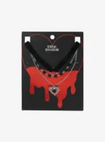 Social Collision Ornate Heart Choker Necklace Set