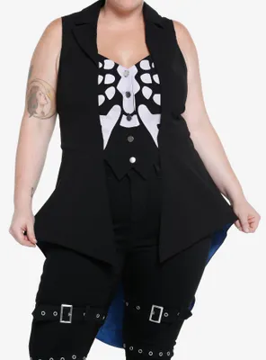Corpse Bride Skeleton Hi-Low Girls Waistcoat Vest Plus