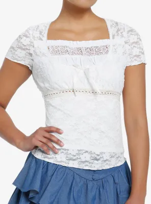 Sweet Society White Lace Girls Babydoll Top