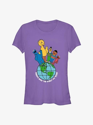 Sesame Street Friends Make The World Girls T-Shirt