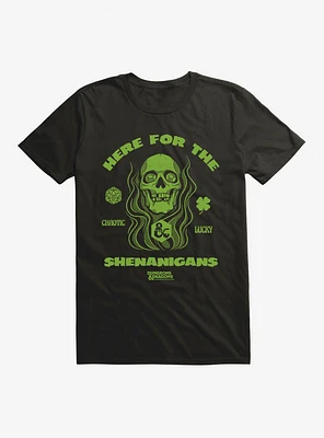 Dungeons & Dragons Here For The Shenanigans Skull T-Shirt