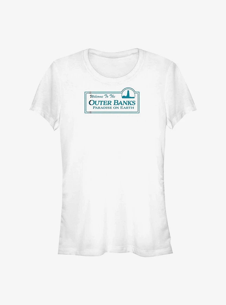 Outer Banks Paradise On Earth Welcome Sign Girls T-Shirt