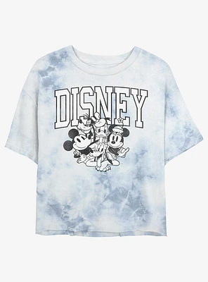Disney Mickey Mouse Vintage Group Tie-Dye Girls Crop T-Shirt