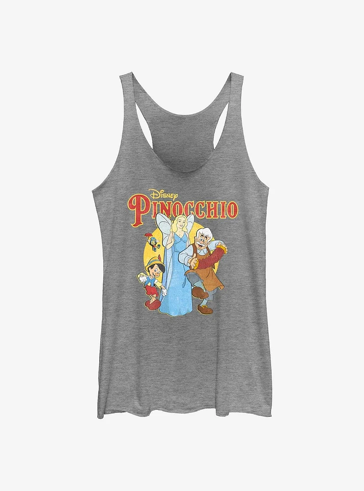 Disney Pinocchio Vintage Fade Girls Raw Edge Tank