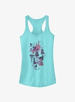Disney Princesses And Castles Silhouttes Girls Tank