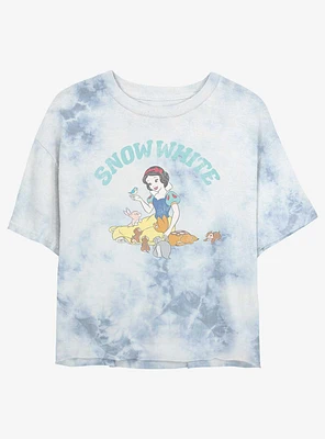 Disney Snow White And Woodland Animals Tie-Dye Girls Crop T-Shirt