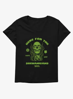 Dungeons & Dragons Here For The Shenanigans Skull Womens T-Shirt Plus