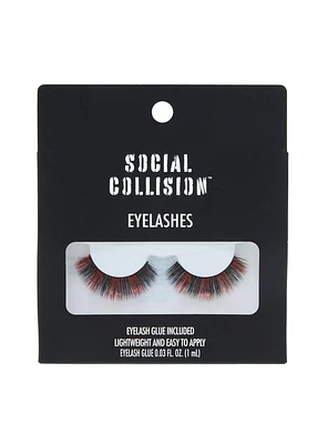 Social Collision Red & Black Stripe Faux Eyelashes