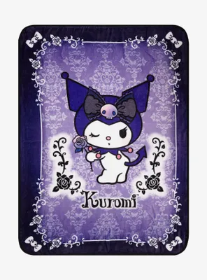 Kuromi Dark Rose Throw Blanket