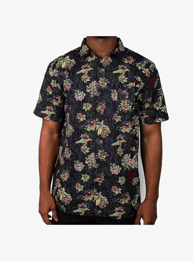 Star Wars Boba Fett Floral Woven Button-Up