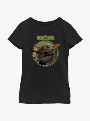 Star Wars The Mandalorian Grogu Hugging An Anzellan Youth Girls T-Shirt BoxLunch Web Exclusive