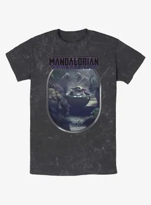 Star Wars The Mandalorian Alamites Attack Grogu Mineral Wash T-Shirt