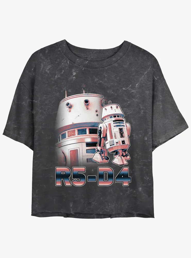 Star Wars The Mandalorian Droid R5-D4 Mineral Wash Womens Crop T-Shirt