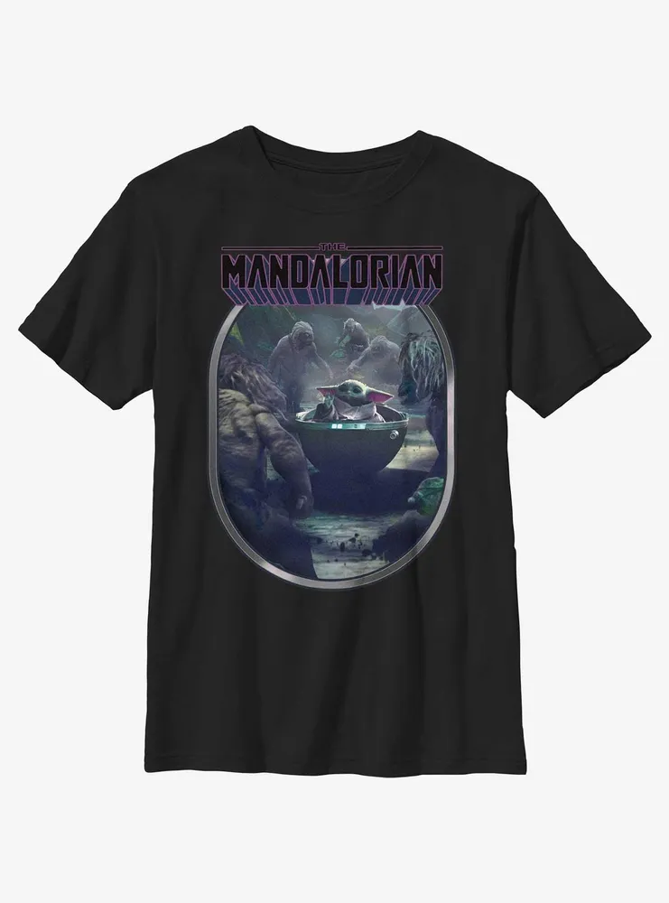 Star Wars The Mandalorian Alamites Attack Grogu Youth T-Shirt