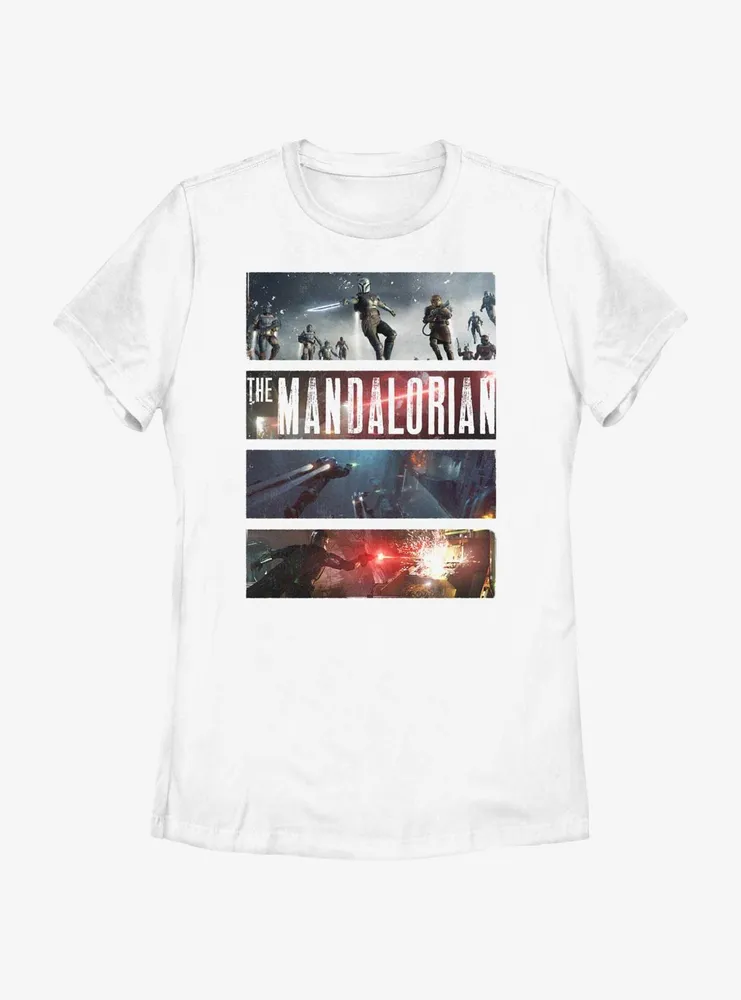 Star Wars The Mandalorian Big Battle Womens T-Shirt