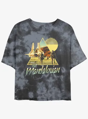Star Wars The Mandalorian Bo-Katan & Din Djarin Sunset Nevarro Landing Tie-Dye Womens Crop T-Shirt BoxLunch Web Exclusive