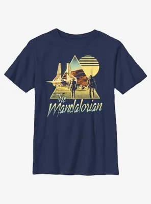 Star Wars The Mandalorian Bo-Katan & Din Djarin Sunset Nevarro Landing Youth T-Shirt BoxLunch Web Exclusive