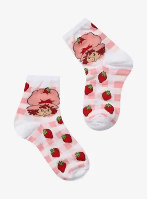 Strawberry Shortcake Gingham Strawberries Quarter Crew Socks - BoxLunch Exclusive