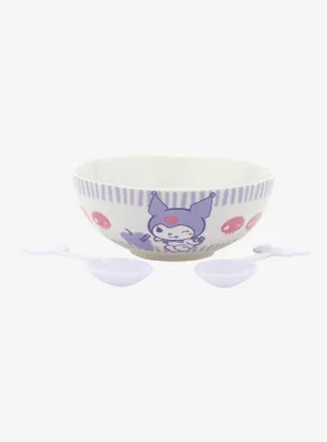 Kuromi Cereal Bowl & Color-Changing Spoons Set Hot Topic Exclusive