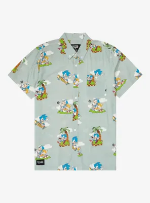 Sonic the Hedgehog Scenic Allover Print Woven Button-Up - BoxLunch Exclusive