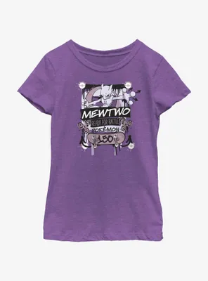 Pokemon Mewtwo Ready For Battle Youth Girls T-Shirt