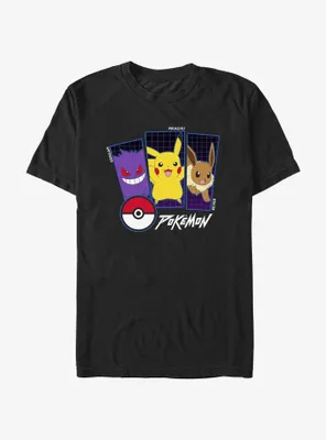 Pokemon Trio Gengar, Pikachu, and Eevee T-Shirt