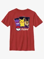 Pokemon Trio Gengar, Pikachu, and Eevee Youth T-Shirt