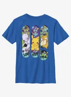 Pokemon Mewtwo, Pikachu, and Psyduck Skateboard Deck Art Youth T-Shirt