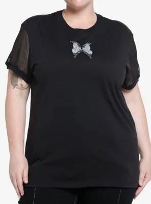 Social Collision Skeleton Butterfly Fishnet Girls T-Shirt Plus