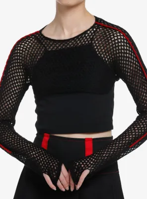 Black & Red Stripe Knit Girls Crop Shrug