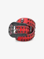 Red & Black Skull Bling Belt