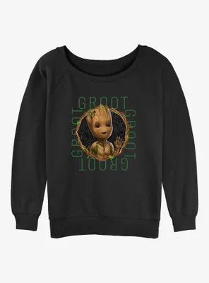 Marvel Guardians of the Galaxy Groot Focus Womens Slouchy Sweatshirt