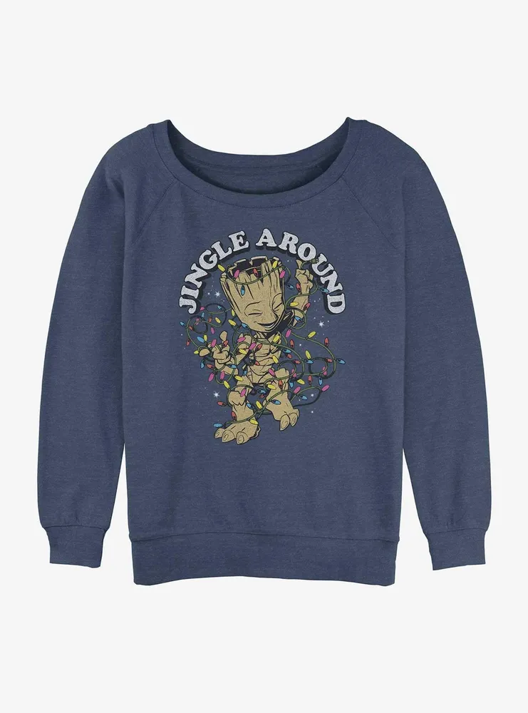 Marvel Guardians of the Galaxy Jingle Groot Womens Slouchy Sweatshirt