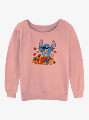 Disney Lilo & Stitch Leaf Pile Womens Slouchy Sweatshirt
