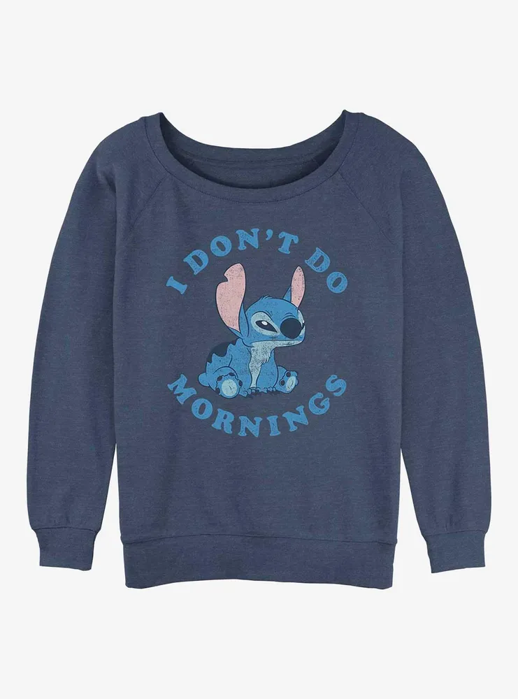 Disney Lilo & Stitch I Don't Do Mornings Womens Slouchy Sweatshirt