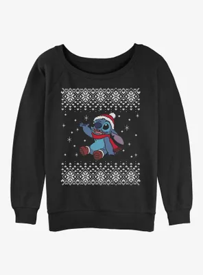 Disney Lilo & Stitch Snow Day Ugly Christmas Womens Slouchy Sweatshirt