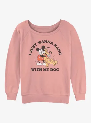 Disney Mickey Mouse Dog Lover Womens Slouchy Sweatshirt