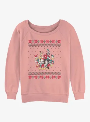 Disney Mickey Mouse Friends Christmas Womens Slouchy Sweatshirt