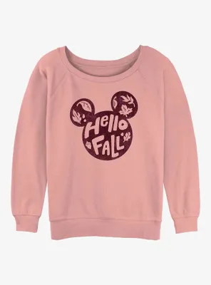 Disney Mickey Mouse Hello Fall Womens Slouchy Sweatshirt