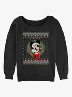 Disney Mickey Mouse Holiday Wreath Womens Slouchy Sweatshirt