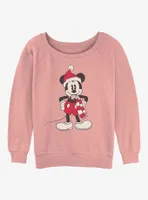 Disney Mickey Mouse Santa Hat Womens Slouchy Sweatshirt