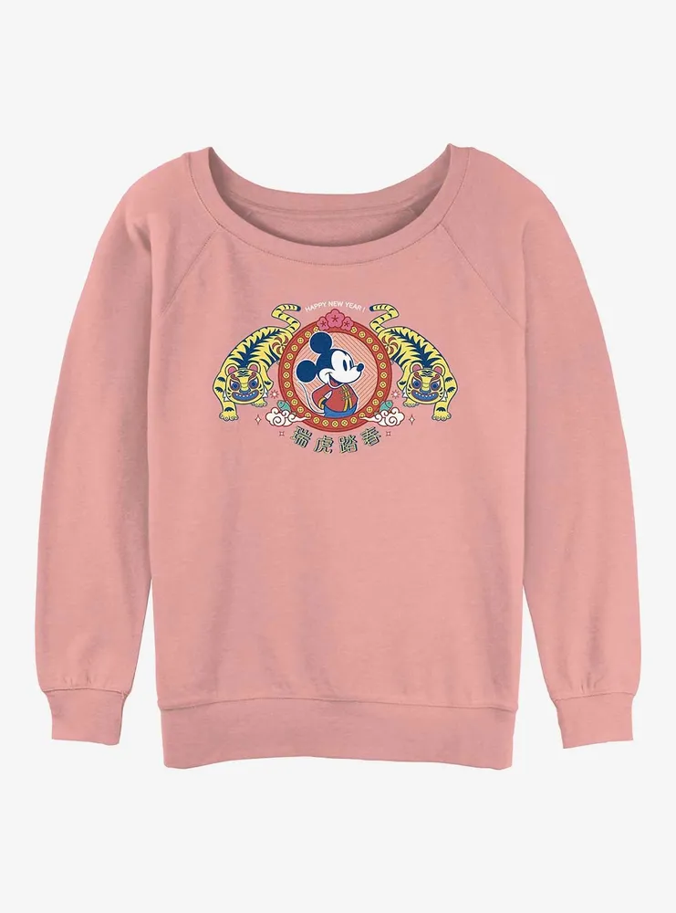 Disney Mickey Mouse Twin Tigers Womens Slouchy Sweatshirt